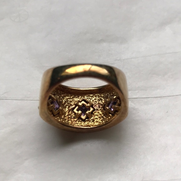 14k Gold plated sterling silver amethyst ring - Picture 7 of 8